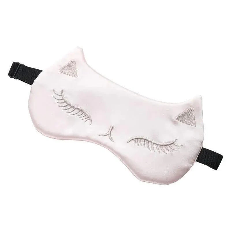 Stylish Cat Eye And Ear Design Pure Silk Double-side Shading Eyeshade Sleeping Eye Mask Blindfolds Eyeshade Health Sleep Shield Light Stevvex