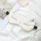 Stylish Cat Eye And Ear Design Pure Silk Double-side Shading Eyeshade Sleeping Eye Mask Blindfolds Eyeshade Health Sleep Shield Light Stevvex