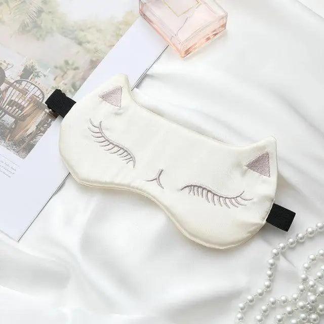 Stylish Cat Eye And Ear Design Pure Silk Double-side Shading Eyeshade Sleeping Eye Mask Blindfolds Eyeshade Health Sleep Shield Light Stevvex