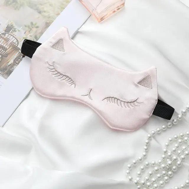 Stylish Cat Eye And Ear Design Pure Silk Double-side Shading Eyeshade Sleeping Eye Mask Blindfolds Eyeshade Health Sleep Shield Light Stevvex