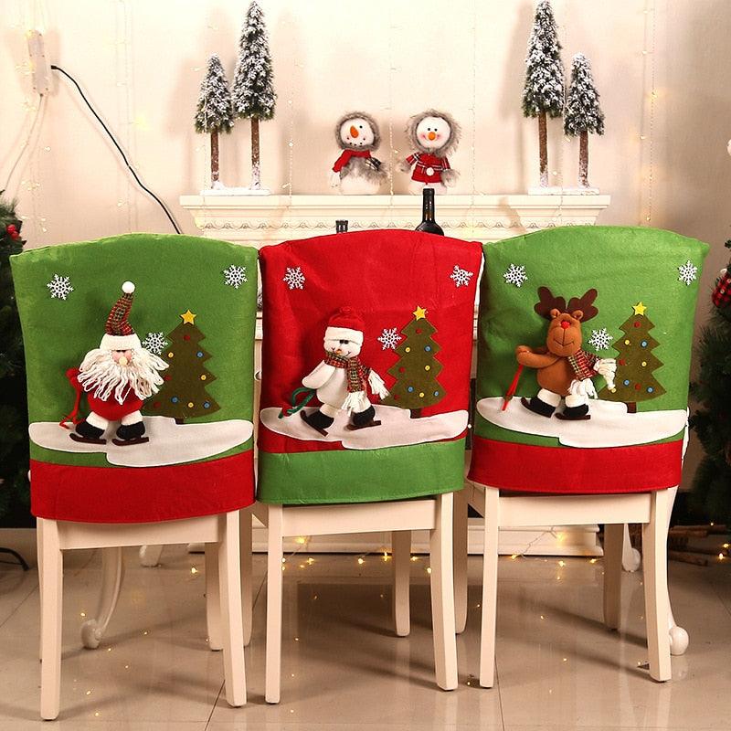 Stylish Chair Covers Christmas Santa Claus Chair Back Cover Christmas Dining Dinner Table Decoration New Year Party Supplies Dining Table Decoration for Home New Year Party Stevvex