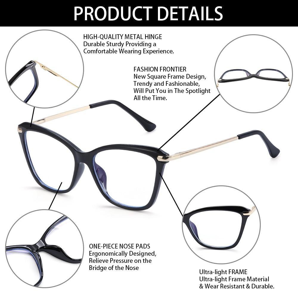 Stylish Eyeglasses Glasses Clear Lens  Blue Light Blocking Glasses Women Men Fashion Cat Eye Glasses Computer Gaming Eyeglasses Eye Protection Eyewear Stevvex