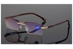 Stylish Fashionable  Blue Light Blocking Rimless Reading Glasses Women Men Simple Modern Square Frameless Diopters Glasses Frameless Reading Glasses Blue Light Blocking Rimless Computer Reader Lightweight Anti Glare Filter Eyeglasses Stevvex