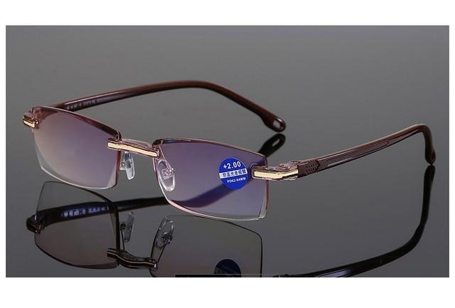 Stylish Fashionable  Blue Light Blocking Rimless Reading Glasses Women Men Simple Modern Square Frameless Diopters Glasses Frameless Reading Glasses Blue Light Blocking Rimless Computer Reader Lightweight Anti Glare Filter Eyeglasses Stevvex