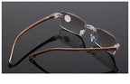 Stylish Fashionable  Blue Light Blocking Rimless Reading Glasses Women Men Simple Modern Square Frameless Diopters Glasses Frameless Reading Glasses Blue Light Blocking Rimless Computer Reader Lightweight Anti Glare Filter Eyeglasses Stevvex
