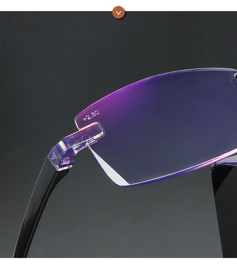 Stylish Fashionable  Blue Light Blocking Rimless Reading Glasses Women Men Simple Modern Square Frameless Diopters Glasses Frameless Reading Glasses Blue Light Blocking Rimless Computer Reader Lightweight Anti Glare Filter Eyeglasses Stevvex