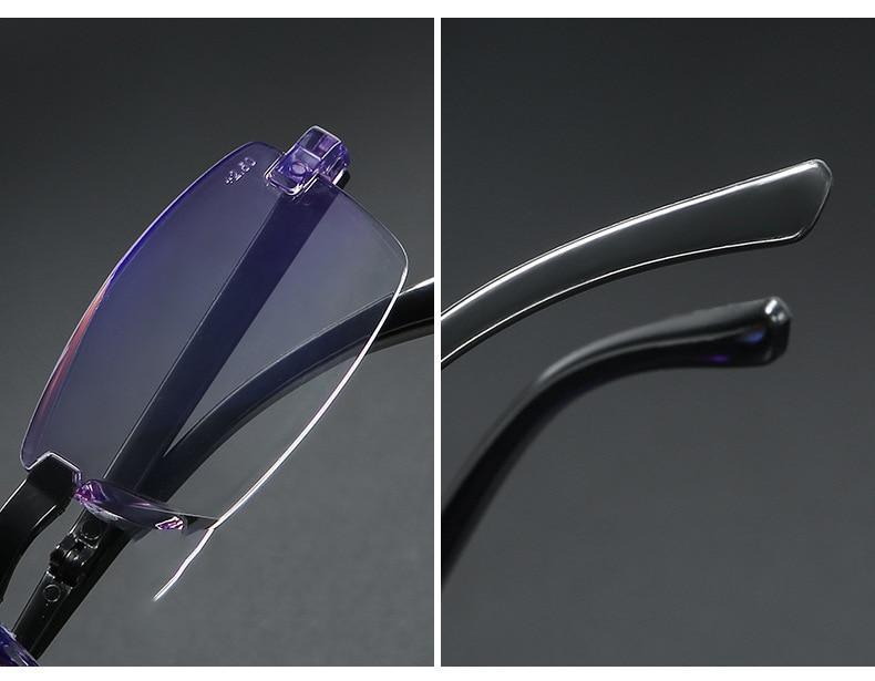 Stylish Fashionable  Blue Light Blocking Rimless Reading Glasses Women Men Simple Modern Square Frameless Diopters Glasses Frameless Reading Glasses Blue Light Blocking Rimless Computer Reader Lightweight Anti Glare Filter Eyeglasses Stevvex