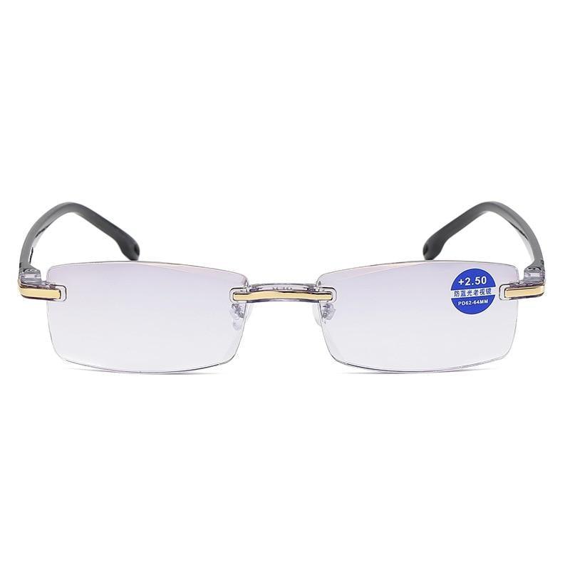 Stylish Fashionable  Blue Light Blocking Rimless Reading Glasses Women Men Simple Modern Square Frameless Diopters Glasses Frameless Reading Glasses Blue Light Blocking Rimless Computer Reader Lightweight Anti Glare Filter Eyeglasses Stevvex