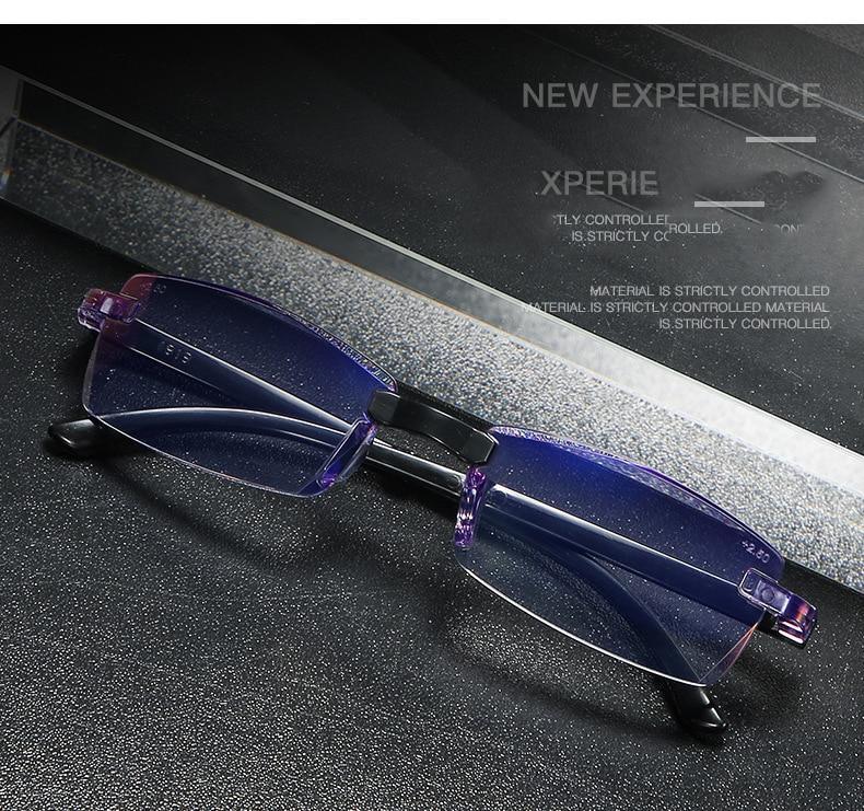 Stylish Fashionable  Blue Light Blocking Rimless Reading Glasses Women Men Simple Modern Square Frameless Diopters Glasses Frameless Reading Glasses Blue Light Blocking Rimless Computer Reader Lightweight Anti Glare Filter Eyeglasses Stevvex