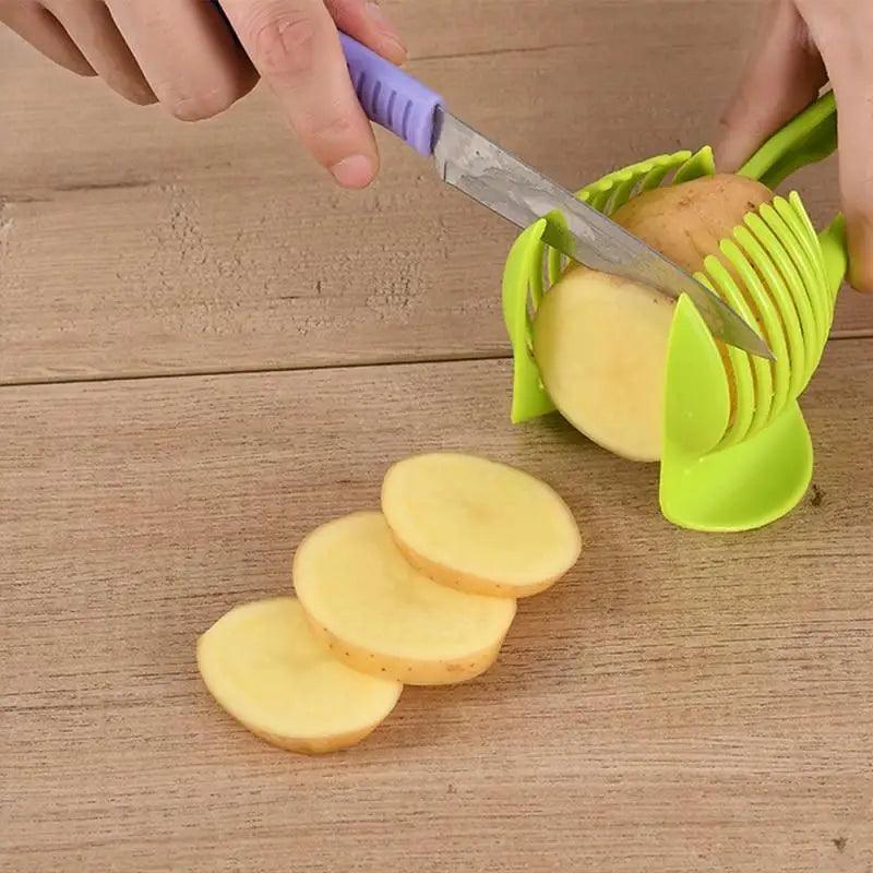 Stylish Handheld Kitchenware Tomato Slicer Bread Clip Fruit and Vegetable Cutter Potato Creative Gadget Kitchen Accessories Stevvex
