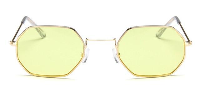 Stylish Hexagon Trendy Colorful Sunglasses For Women New Metal Luxury Summer Eyewear Women New Stainless Steel Lightweight Frame Cool Style Outdoor Travel UV Glasses Stevvex