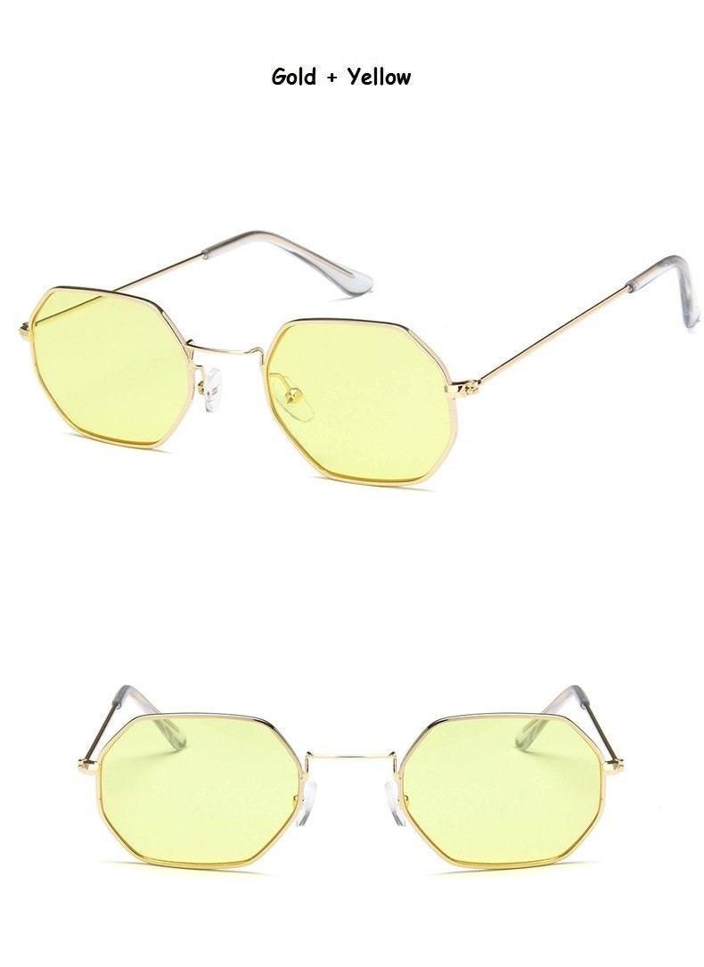 Stylish Hexagon Trendy Colorful Sunglasses For Women New Metal Luxury Summer Eyewear Women New Stainless Steel Lightweight Frame Cool Style Outdoor Travel UV Glasses Stevvex