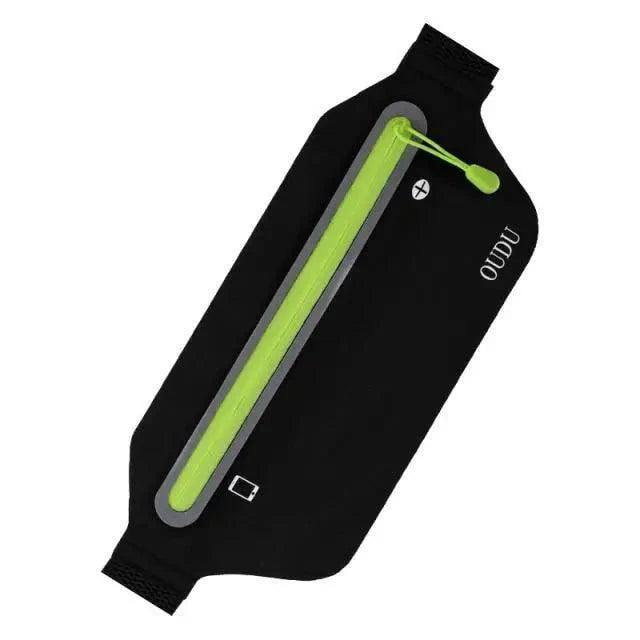 Stylish Hidden Waist Bag Sports Phone Men's Belt Bag Ultra-Thin Waterproof Mini Fanny Pack Black Reflective Runners Belt Jogging Pocket Belt Stevvex