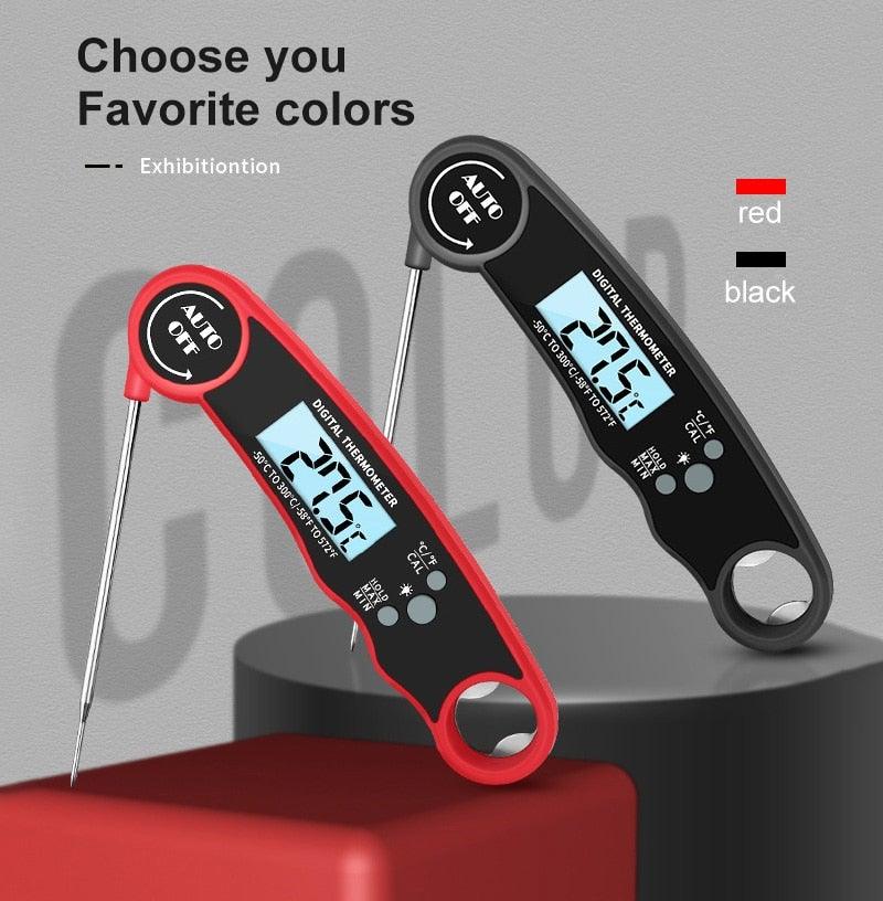 Stylish Instant Read Meat Thermometer Waterproof Ultra Fast Digital Food Water Milk Thermometer With Backlight & Calibration Digital Food Probe for Kitchen Outdoor Grilling And BBQ Stevvex