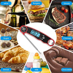 Stylish Instant Read Meat Thermometer Waterproof Ultra Fast Digital Food Water Milk Thermometer With Backlight & Calibration Digital Food Probe for Kitchen Outdoor Grilling And BBQ Stevvex