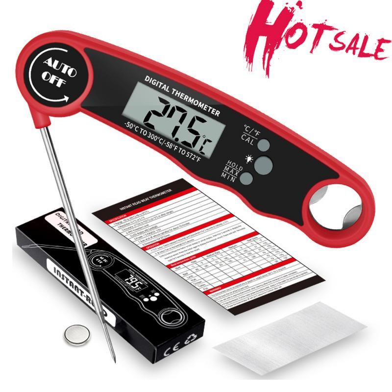 Stylish Instant Read Meat Thermometer Waterproof Ultra Fast Digital Food Water Milk Thermometer With Backlight & Calibration Digital Food Probe for Kitchen Outdoor Grilling And BBQ Stevvex