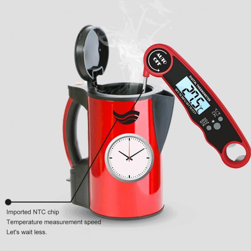 Stylish Instant Read Meat Thermometer Waterproof Ultra Fast Digital Food Water Milk Thermometer With Backlight & Calibration Digital Food Probe for Kitchen Outdoor Grilling And BBQ Stevvex