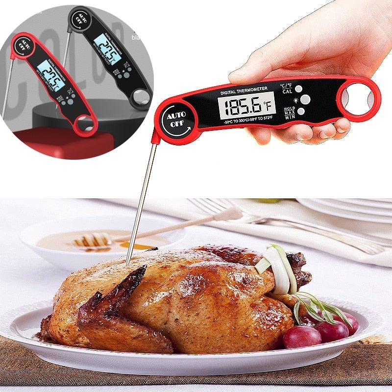 Stylish Instant Read Meat Thermometer Waterproof Ultra Fast Digital Food Water Milk Thermometer With Backlight & Calibration Digital Food Probe for Kitchen Outdoor Grilling And BBQ Stevvex