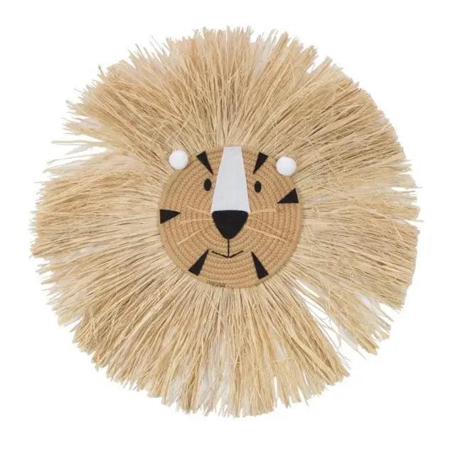 Stylish Interior Hand Woven Cartoon Lion Hanging Decorations Cotton Thread Weaving Animal Head Ornament Children room Wall Hanging Stevvex
