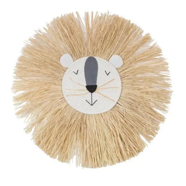 Stylish Interior Hand Woven Cartoon Lion Hanging Decorations Cotton Thread Weaving Animal Head Ornament Children room Wall Hanging Stevvex