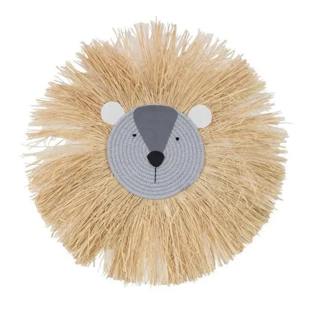 Stylish Interior Hand Woven Cartoon Lion Hanging Decorations Cotton Thread Weaving Animal Head Ornament Children room Wall Hanging Stevvex