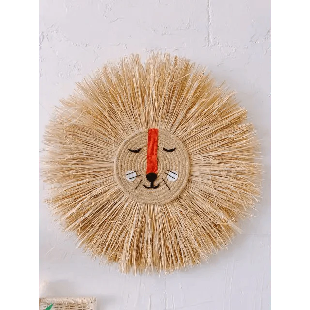 Stylish Interior Hand Woven Cartoon Lion Hanging Decorations Cotton Thread Weaving Animal Head Ornament Children room Wall Hanging Stevvex