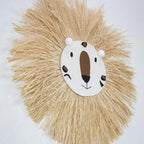 Stylish Interior Hand Woven Cartoon Lion Hanging Decorations Cotton Thread Weaving Animal Head Ornament Children room Wall Hanging Stevvex