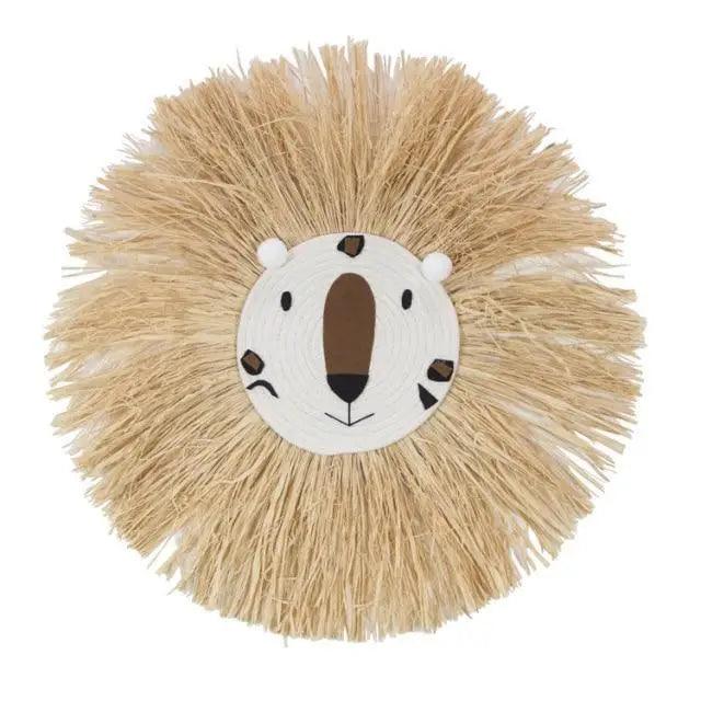 Stylish Interior Hand Woven Cartoon Lion Hanging Decorations Cotton Thread Weaving Animal Head Ornament Children room Wall Hanging Stevvex