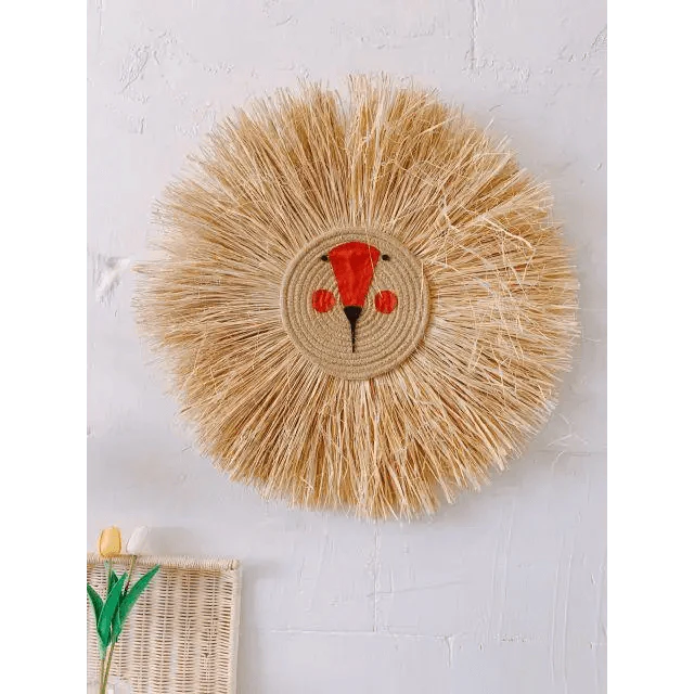 Stylish Interior Hand Woven Cartoon Lion Hanging Decorations Cotton Thread Weaving Animal Head Ornament Children room Wall Hanging Stevvex