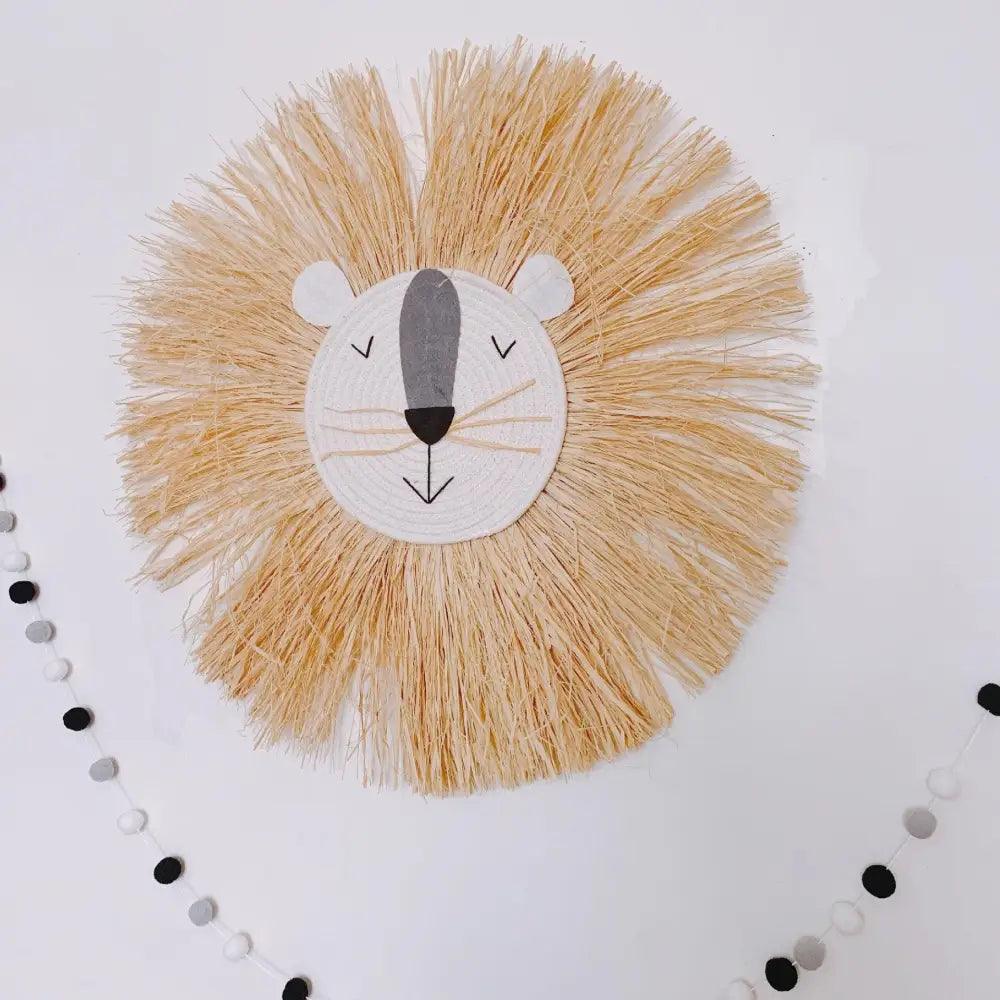 Stylish Interior Hand Woven Cartoon Lion Hanging Decorations Cotton Thread Weaving Animal Head Ornament Children room Wall Hanging Stevvex