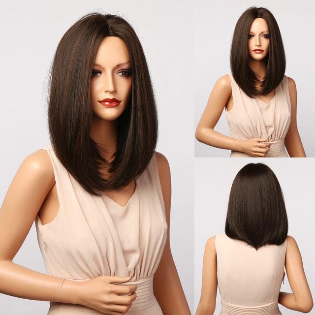 Stylish Light White Blonde Ombre Short Bob Wigs for Women Synthetic Straight Hair Wig Natural Cosplay Party Middle Part Wigs Wigs For Black Women Gifts for Bestfriends Stevvex
