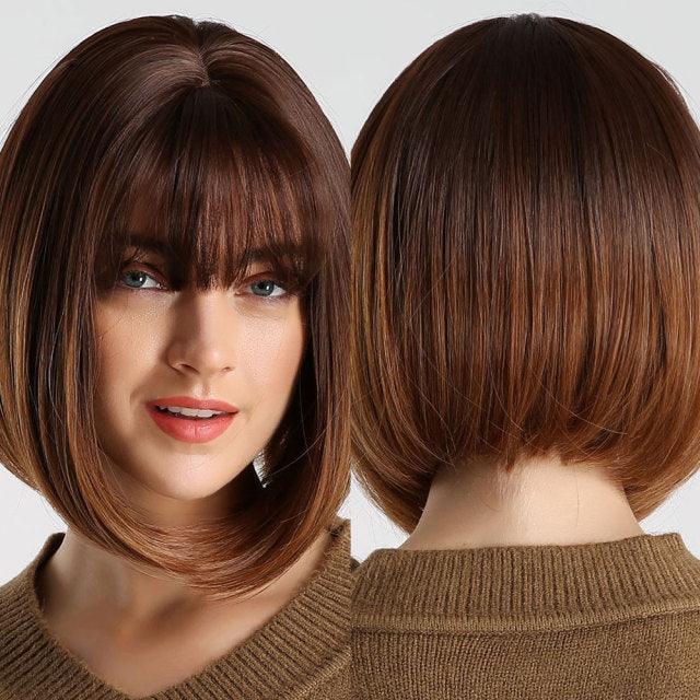 Stylish Light White Blonde Ombre Short Bob Wigs for Women Synthetic Straight Hair Wig Natural Cosplay Party Middle Part Wigs Wigs For Black Women Gifts for Bestfriends Stevvex