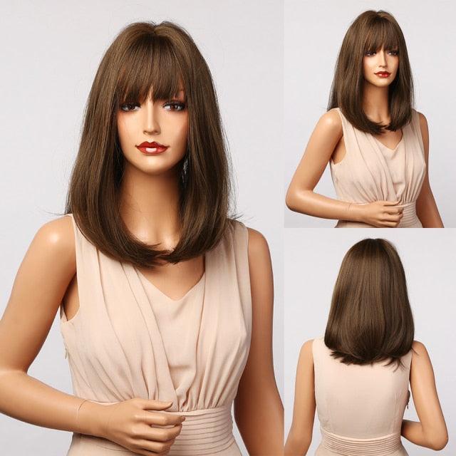 Stylish Light White Blonde Ombre Short Bob Wigs for Women Synthetic Straight Hair Wig Natural Cosplay Party Middle Part Wigs Wigs For Black Women Gifts for Bestfriends Stevvex