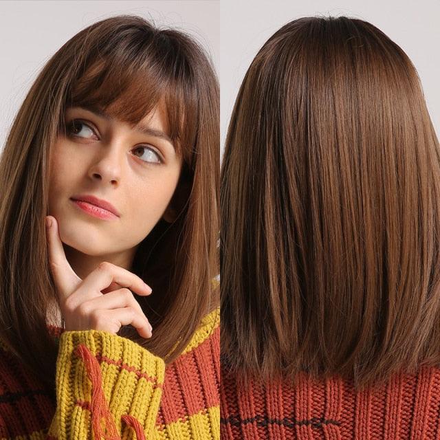 Stylish Light White Blonde Ombre Short Bob Wigs for Women Synthetic Straight Hair Wig Natural Cosplay Party Middle Part Wigs Wigs For Black Women Gifts for Bestfriends Stevvex