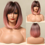 Stylish Light White Blonde Ombre Short Bob Wigs for Women Synthetic Straight Hair Wig Natural Cosplay Party Middle Part Wigs Wigs For Black Women Gifts for Bestfriends Stevvex