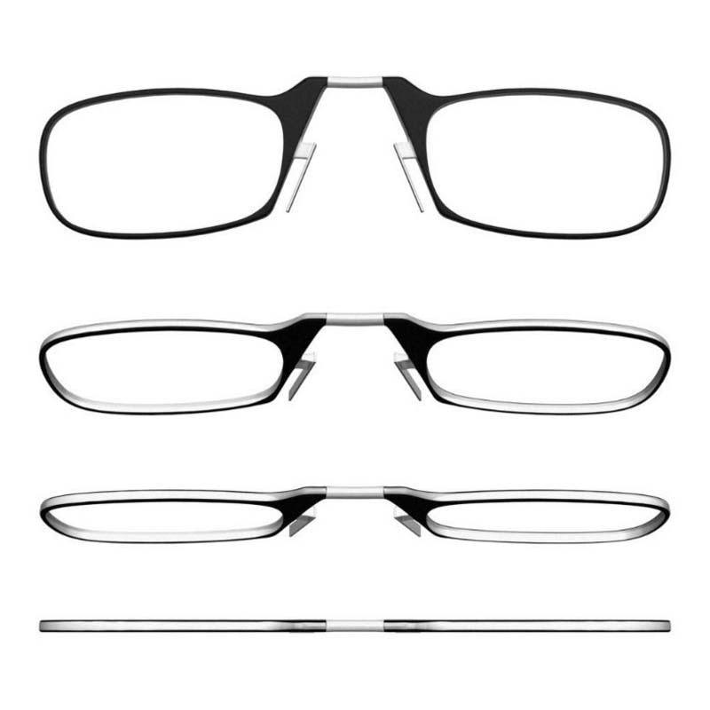 Stylish Polarized Legless Clamp Nose Reading Lightweight Glasses For Men And Women Unique Design  Portable Glasses Case Can Be Attached To The Mobile Phone Case Anti Blue Light Glasses ectangular Reading Glasses Stevvex