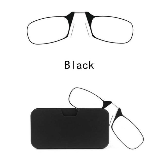 Stylish Polarized Legless Clamp Nose Reading Lightweight Glasses For Men And Women Unique Design  Portable Glasses Case Can Be Attached To The Mobile Phone Case Anti Blue Light Glasses ectangular Reading Glasses Stevvex