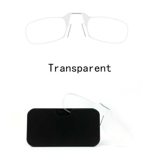 Stylish Polarized Legless Clamp Nose Reading Lightweight Glasses For Men And Women Unique Design  Portable Glasses Case Can Be Attached To The Mobile Phone Case Anti Blue Light Glasses ectangular Reading Glasses Stevvex