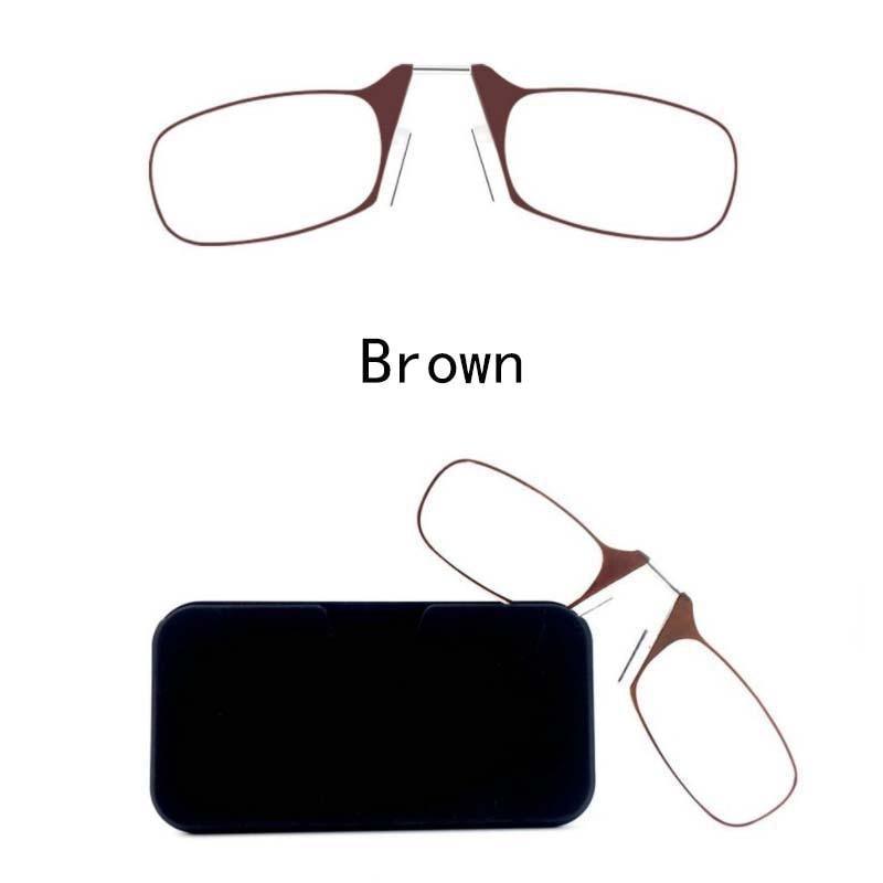 Stylish Polarized Legless Clamp Nose Reading Lightweight Glasses For Men And Women Unique Design  Portable Glasses Case Can Be Attached To The Mobile Phone Case Anti Blue Light Glasses ectangular Reading Glasses Stevvex