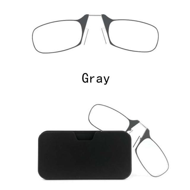 Stylish Polarized Legless Clamp Nose Reading Lightweight Glasses For Men And Women Unique Design  Portable Glasses Case Can Be Attached To The Mobile Phone Case Anti Blue Light Glasses ectangular Reading Glasses Stevvex