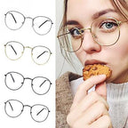 Stylish  Reading Glasses With  Metal Round Frame For  Men & Women Blue Light Blocking Glasses for Women Men Round Metal Frame Clear Lens Computer Eyeglasses Stevvex