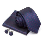 Stylish Silk Necktie With Pocket Square And Matching Cufflinks Set For Men Retro Formal Wear Necktie Set For Men Stevvex