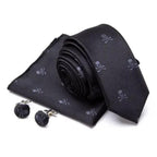 Stylish Silk Necktie With Pocket Square And Matching Cufflinks Set For Men Retro Formal Wear Necktie Set For Men Stevvex