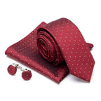 Stylish Silk Necktie With Pocket Square And Matching Cufflinks Set For Men Retro Formal Wear Necktie Set For Men Stevvex