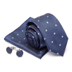 Stylish Silk Necktie With Pocket Square And Matching Cufflinks Set For Men Retro Formal Wear Necktie Set For Men Stevvex