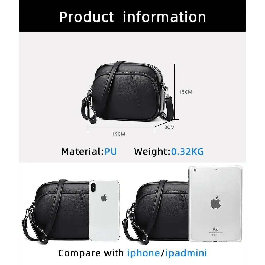 Stylish Soft Leather Women's Cross-body Bags Shoulder Bag Small Casual with Detachable Adjustable Strap Large Capacity Stevvex