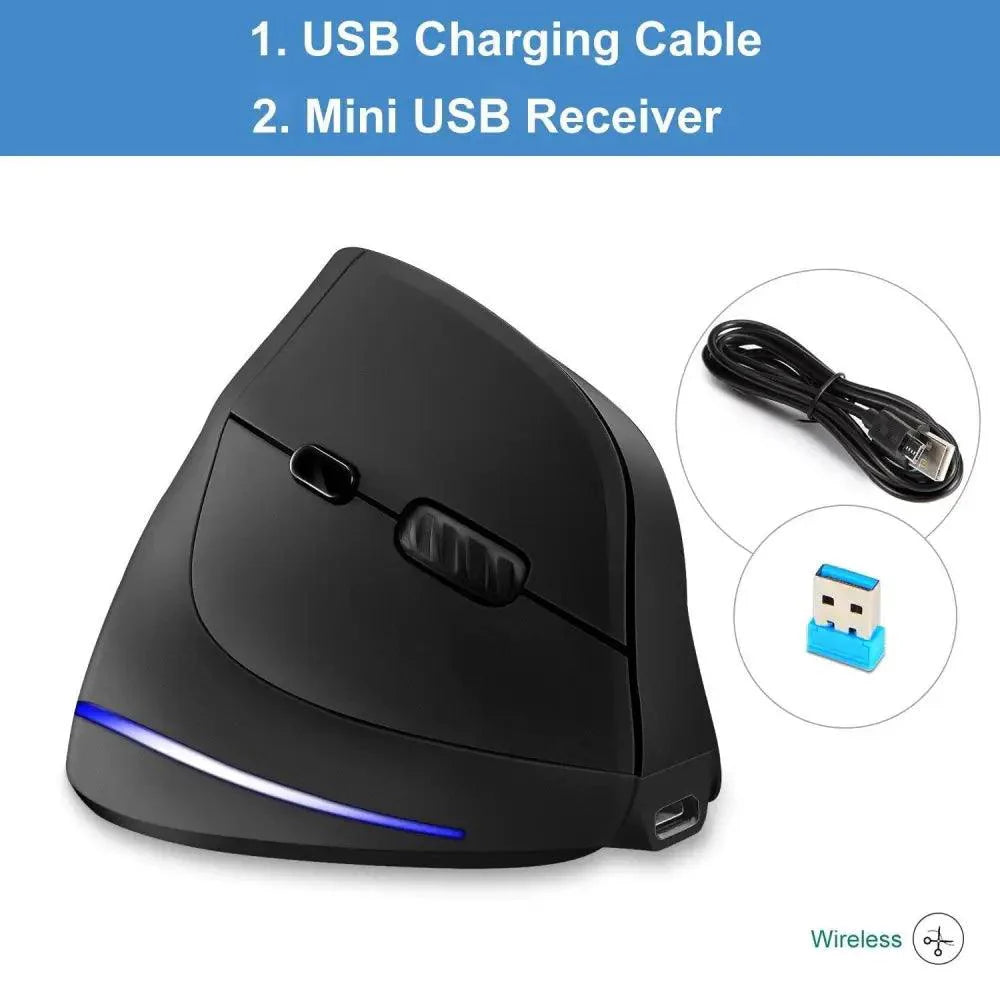 Stylish Vertical Wireless Mouse Game Rechargeable Ergonomic Mouse Modern Design RGB Optical USB Mice For Windows Mac 2400 DPI 2.4G Mice Stevvex