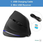 Stylish Vertical Wireless Mouse Game Rechargeable Ergonomic Mouse Modern Design RGB Optical USB Mice For Windows Mac 2400 DPI 2.4G Mice Stevvex