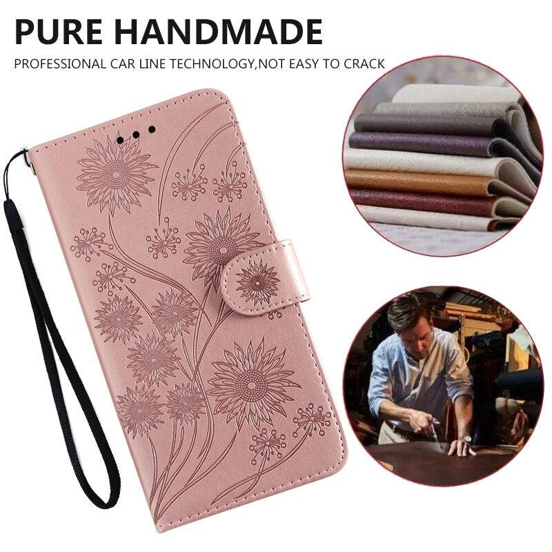 Stylish Wallet  Flip Cover Embossing Credit Cards Slot Pockets PU Leather Wallet Cover For Xiaomi Redmi Note 9 7 8 Pro 9A 7A 9C 8T 6 Leather Flip Book Case For Red MI 11 Note 10 9T 5 9S Po co X3 NFC M3 M4 4X Cover Stevvex