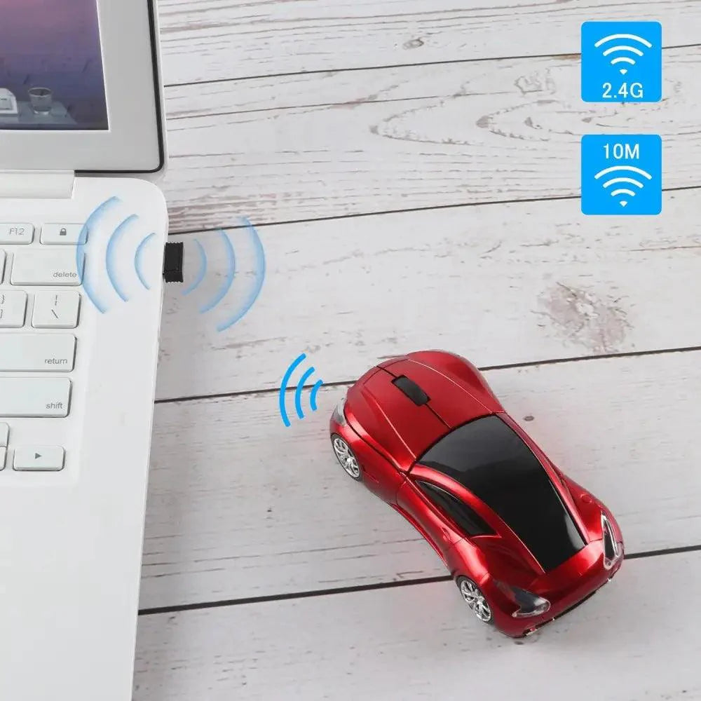 Stylish Wireless Computer Car Shape Mouse Mini 3D Ergonomic PC Gamer Mouse Retro Optical Mice 1600 DPI USB Receiver Suitable for PC/Computer/Laptop Stevvex